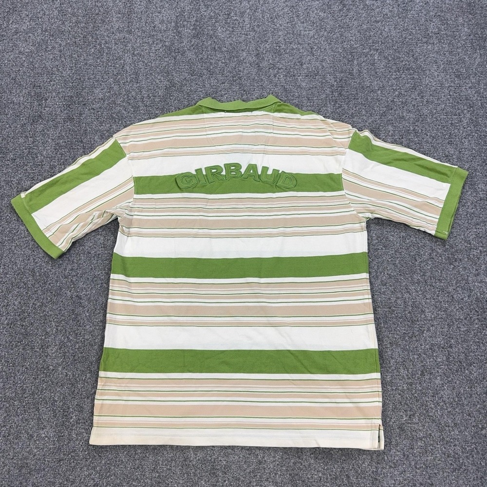 Marithe Francois Girbaud Polo Shirt Mens XL Green Striped 100% Cotton